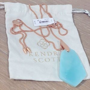 NWT Kendra Scott Cam Necklace - Rose Gold & Teal
